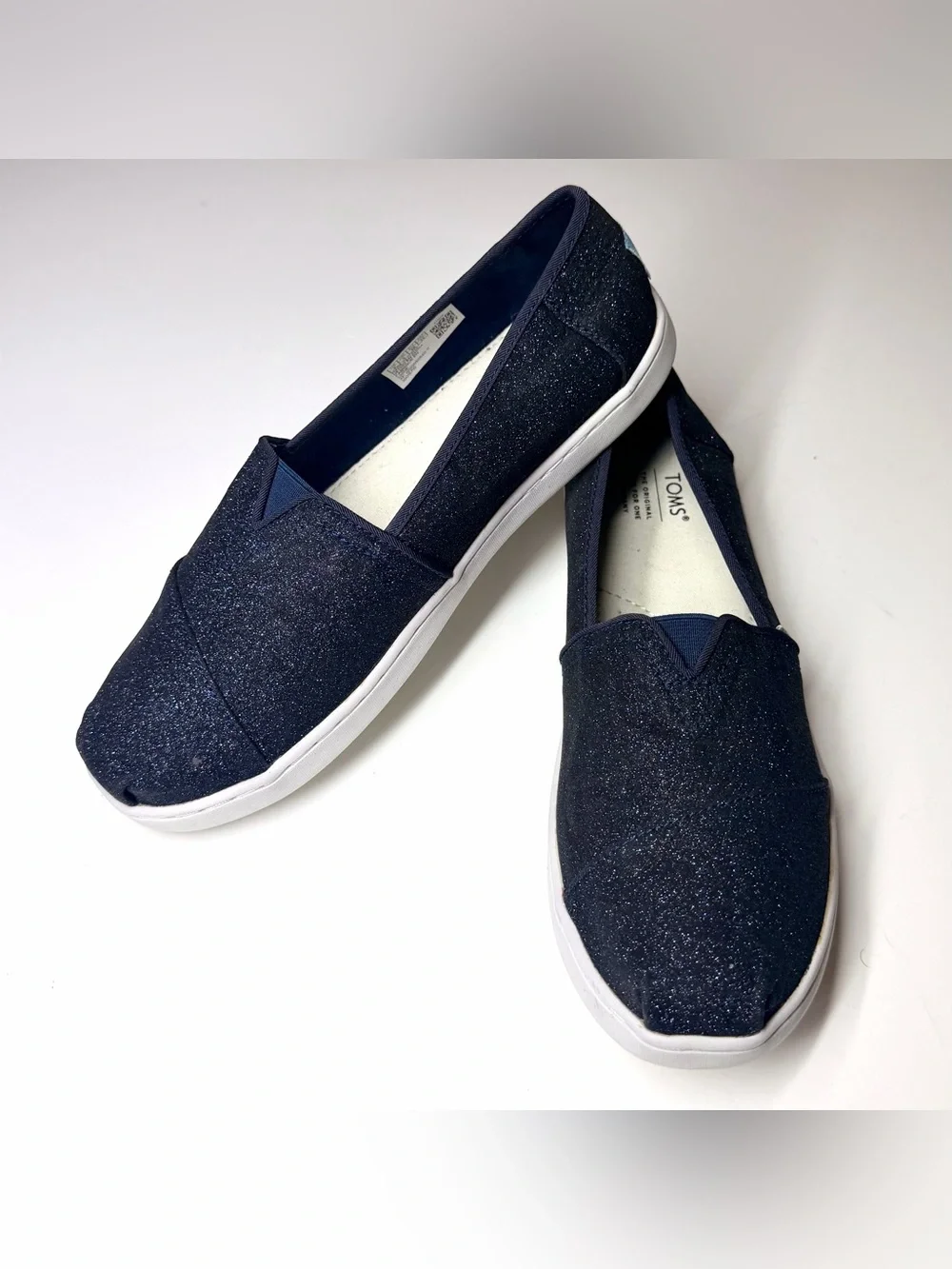 Toms Youth Alpargata Midnight Sparkle Glitter Size-  6Y